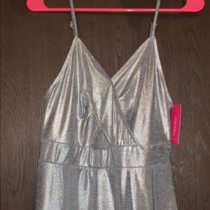 Silver cut-out cocktail dress